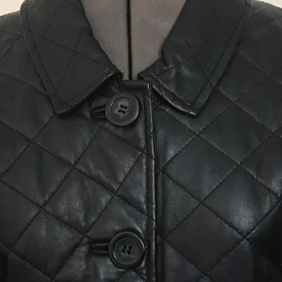 KENAR Black Quilted Leather Jacket Women's Size 4 - Picture 2 of 12